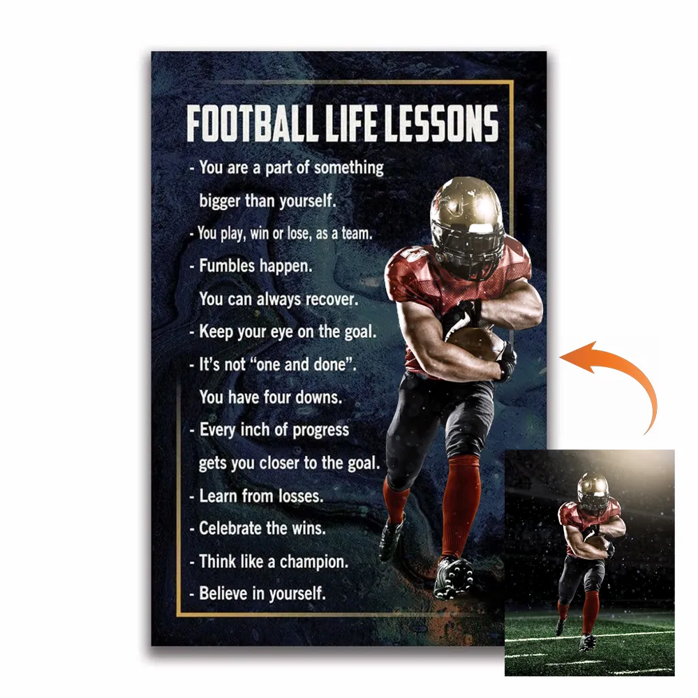 Custom Football Poster Canvas – Football Life Lessons With Photo