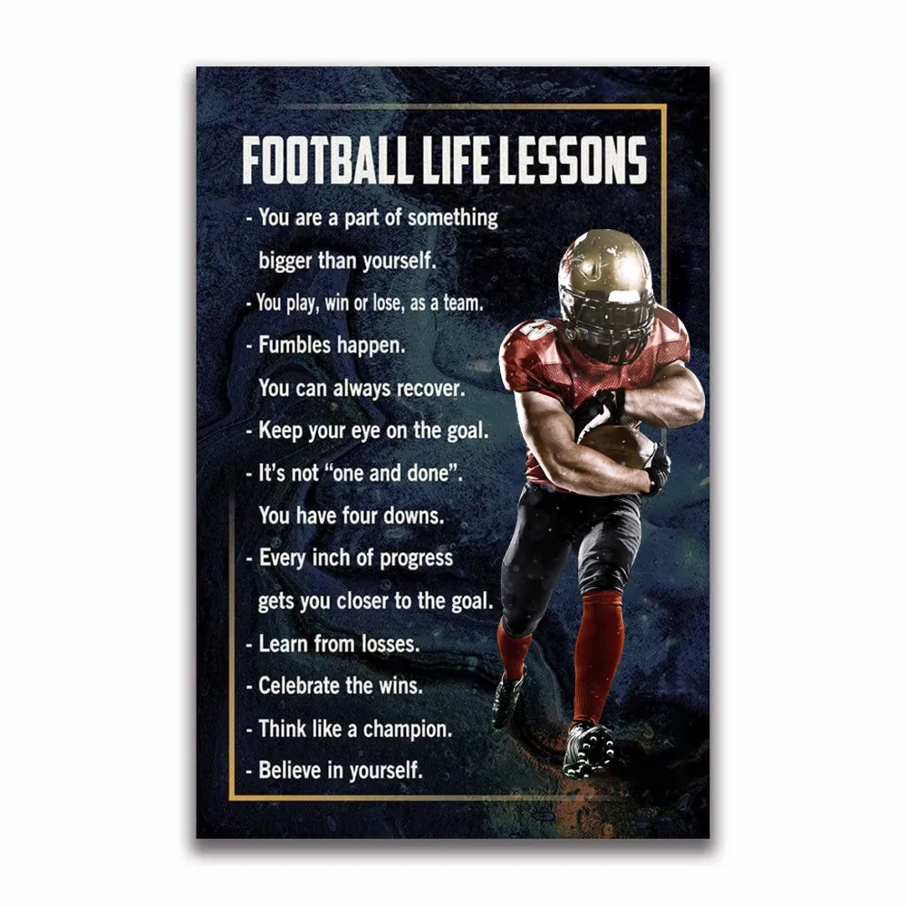 Custom Football Poster Canvas – Football Life Lessons With Photo