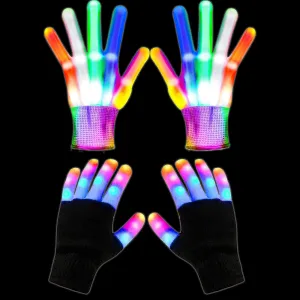 CYNDIE 2 Pairs of Flashing Led Gloves for Kids