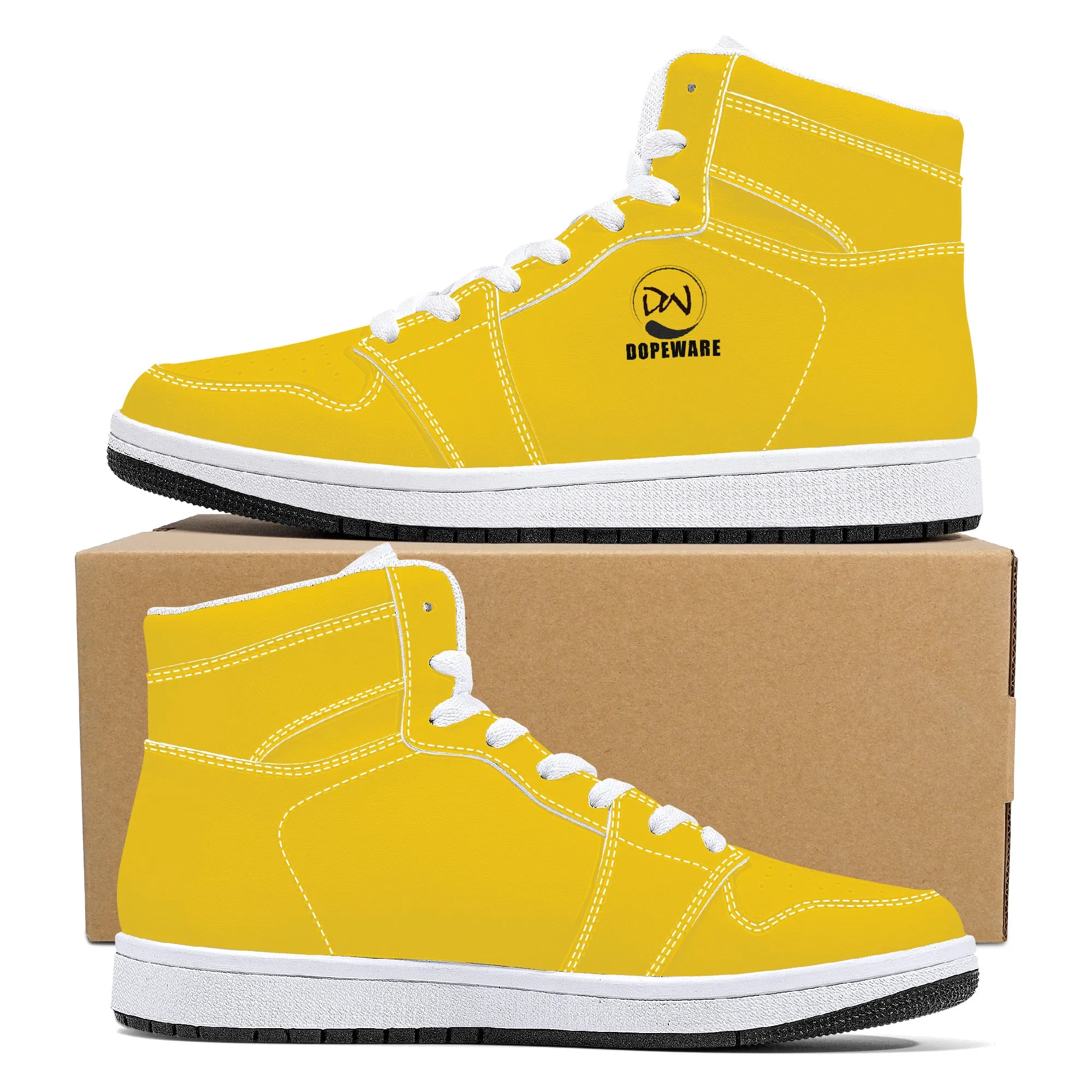 D16 High-Top Leather Sneakers - Yellow