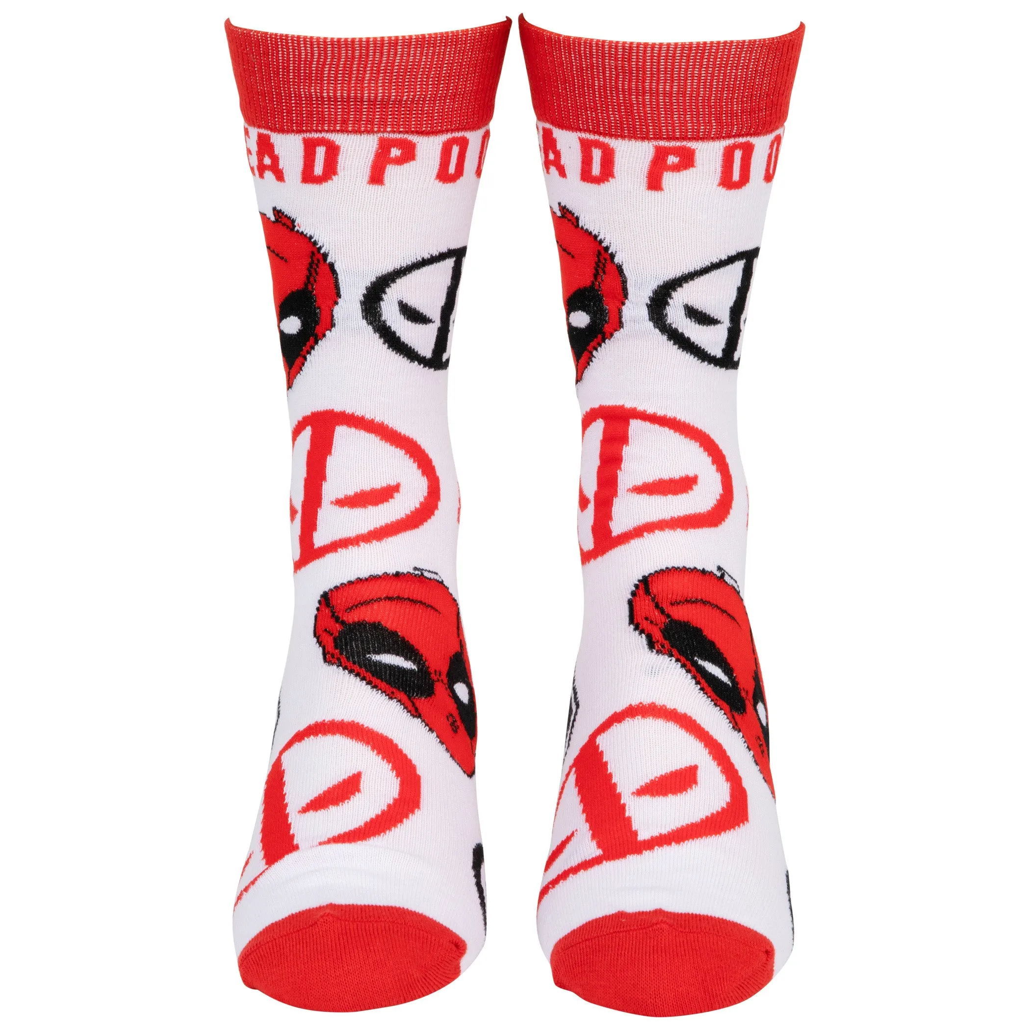 Deadpool Faces and Symbols Crew Socks