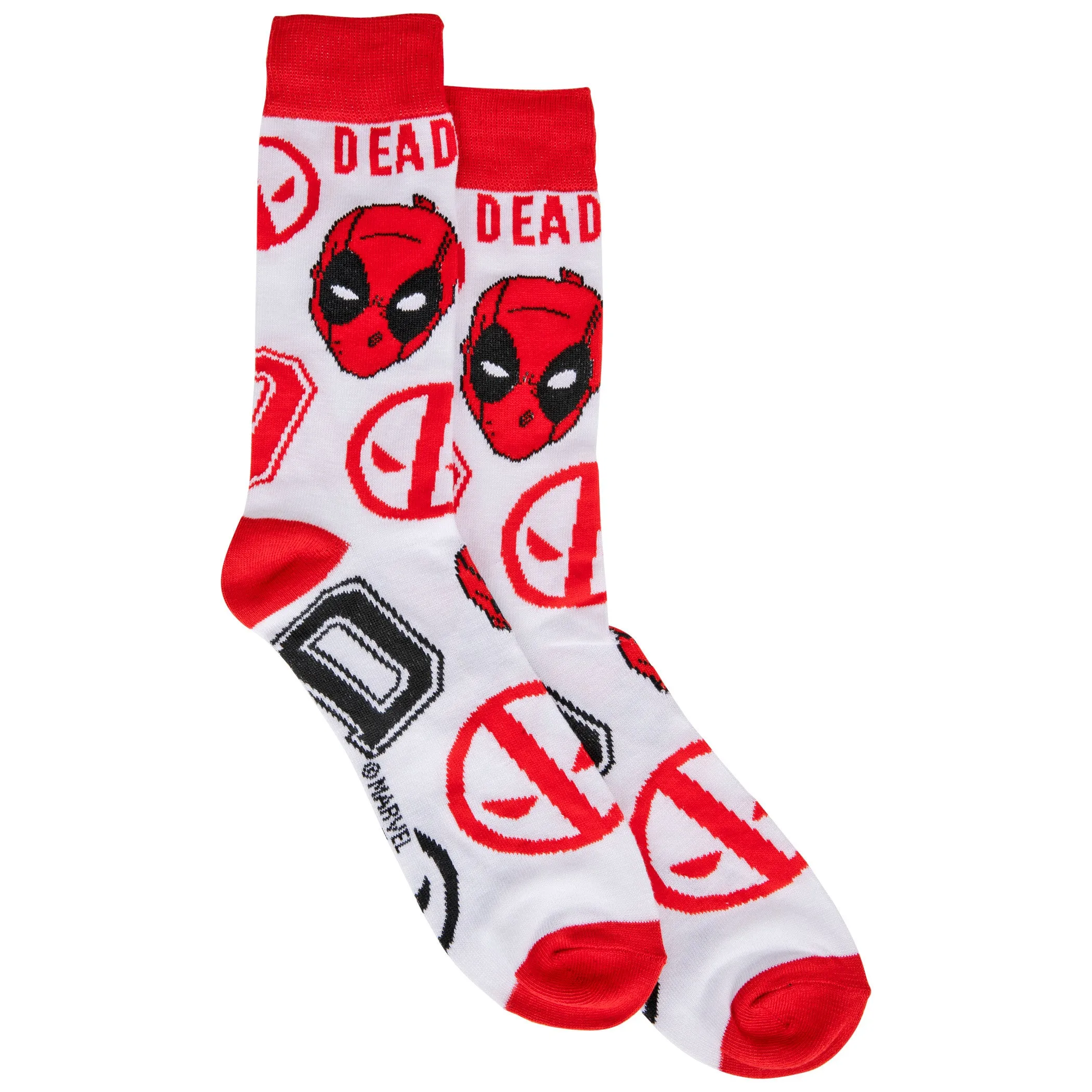 Deadpool Faces and Symbols Crew Socks