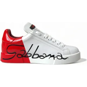 Dolce & Gabbana Elegant White Leather Portofino Sneakers