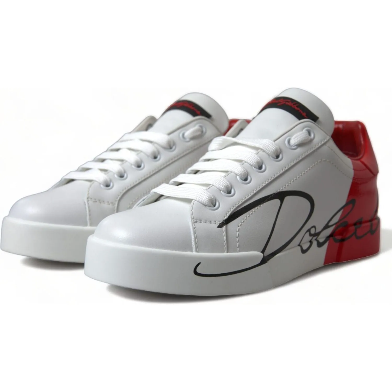 Dolce & Gabbana Elegant White Leather Portofino Sneakers