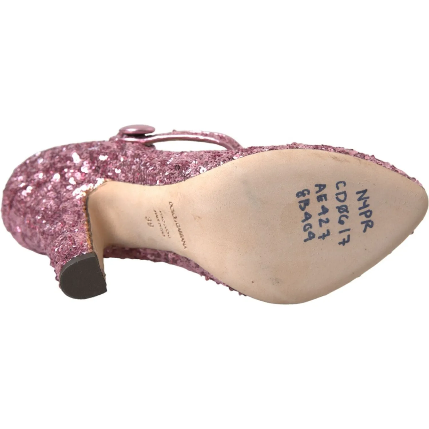 Dolce & Gabbana Pink Sequin Mary Jane Pumps High Heels Shoes