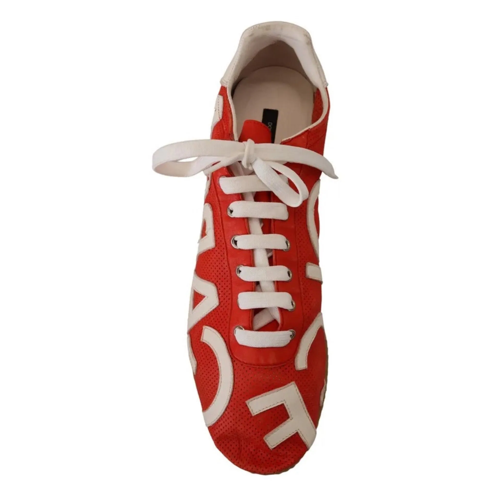 Dolce & Gabbana Red White Leather Mens Sneakers