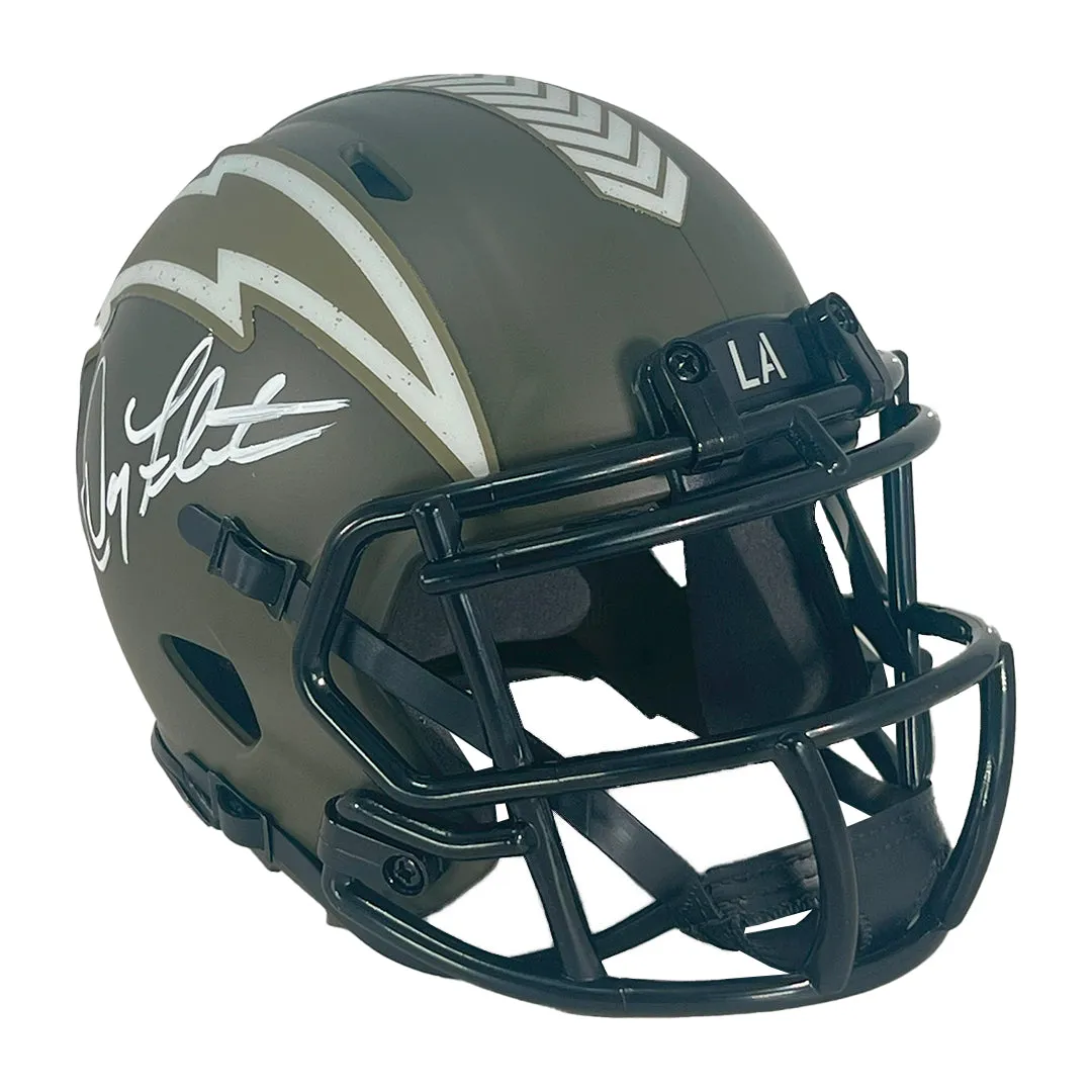 Doug Flutie Signed Los Angeles Chargers Salute to Service Speed Mini Football Helmet (Beckett)