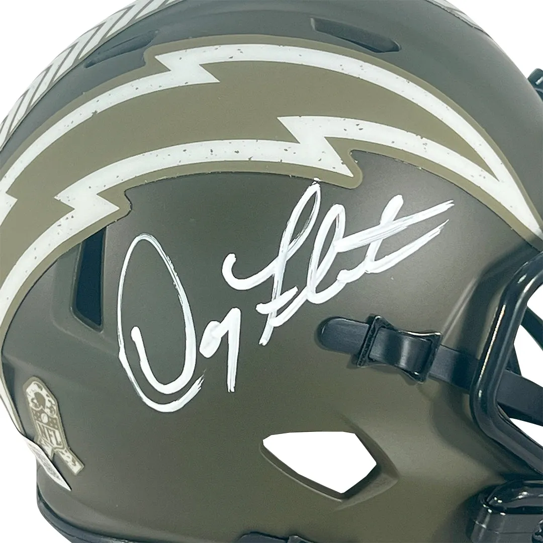 Doug Flutie Signed Los Angeles Chargers Salute to Service Speed Mini Football Helmet (Beckett)