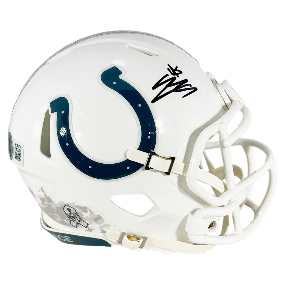 EJ Speed Signed Indianapolis Colts Salute to Service 2024 Mini Football Helmet (Beckett)