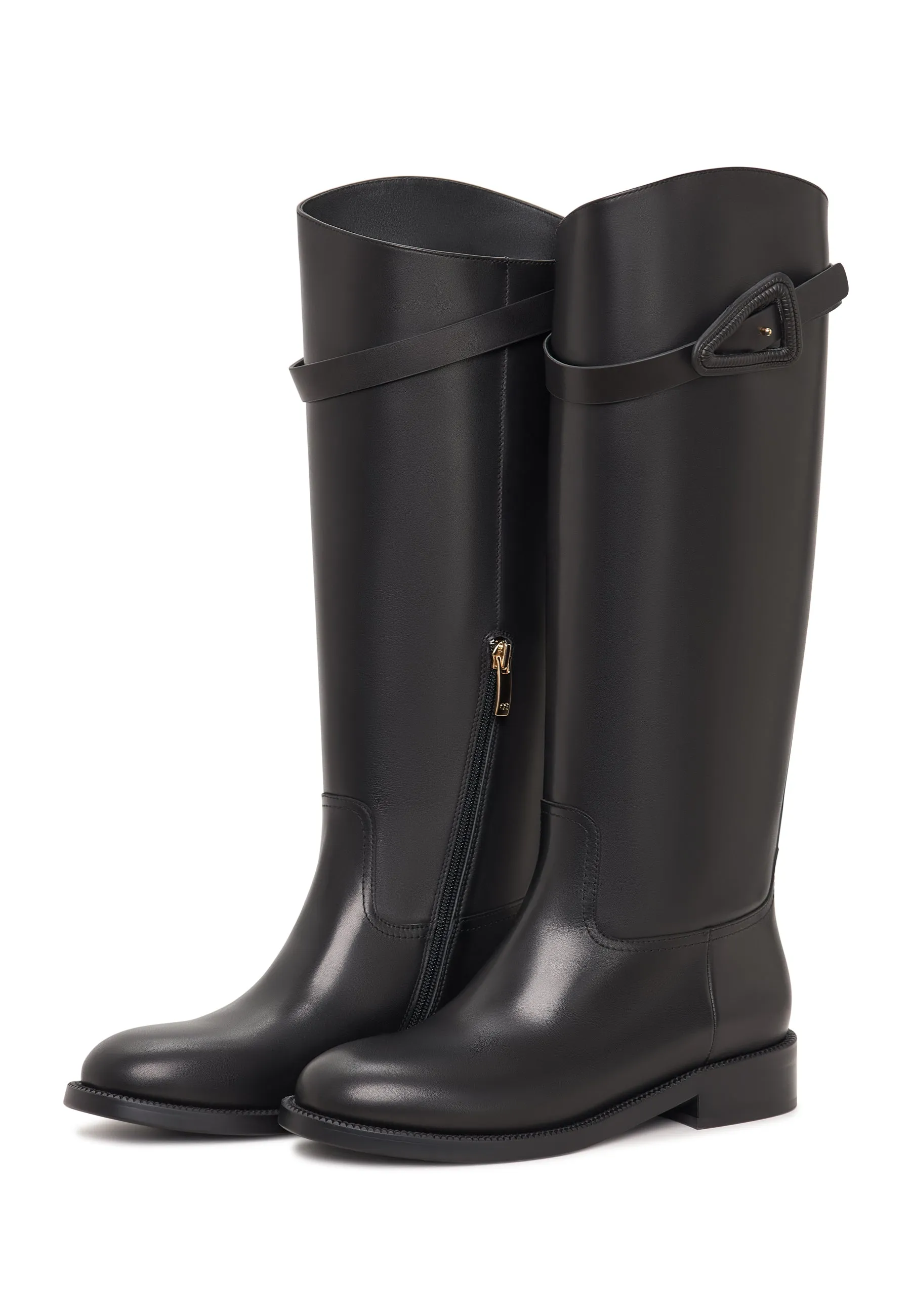 Elegant Riding Boots with Buckle Detail Zoe - Black