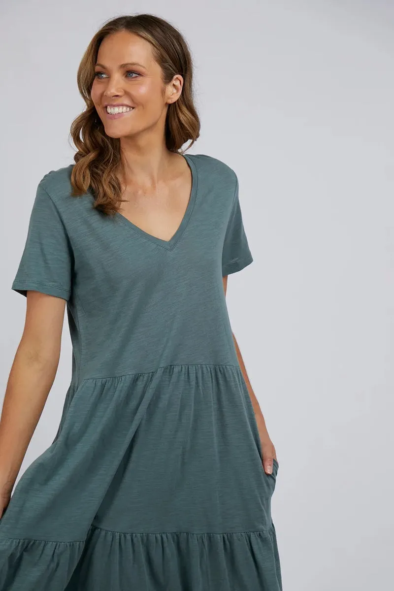 Elm - Gigi Tiered Midi Dress -Rosemary Green