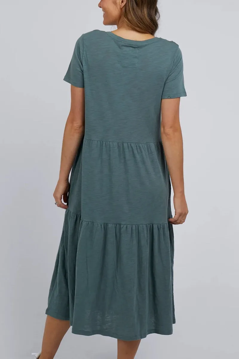 Elm - Gigi Tiered Midi Dress -Rosemary Green