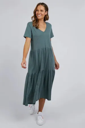 Elm - Gigi Tiered Midi Dress -Rosemary Green