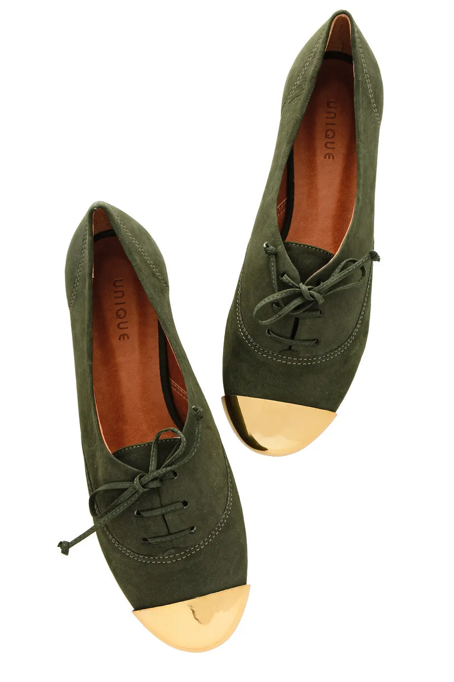 ESTER Olive Lace Up Flats