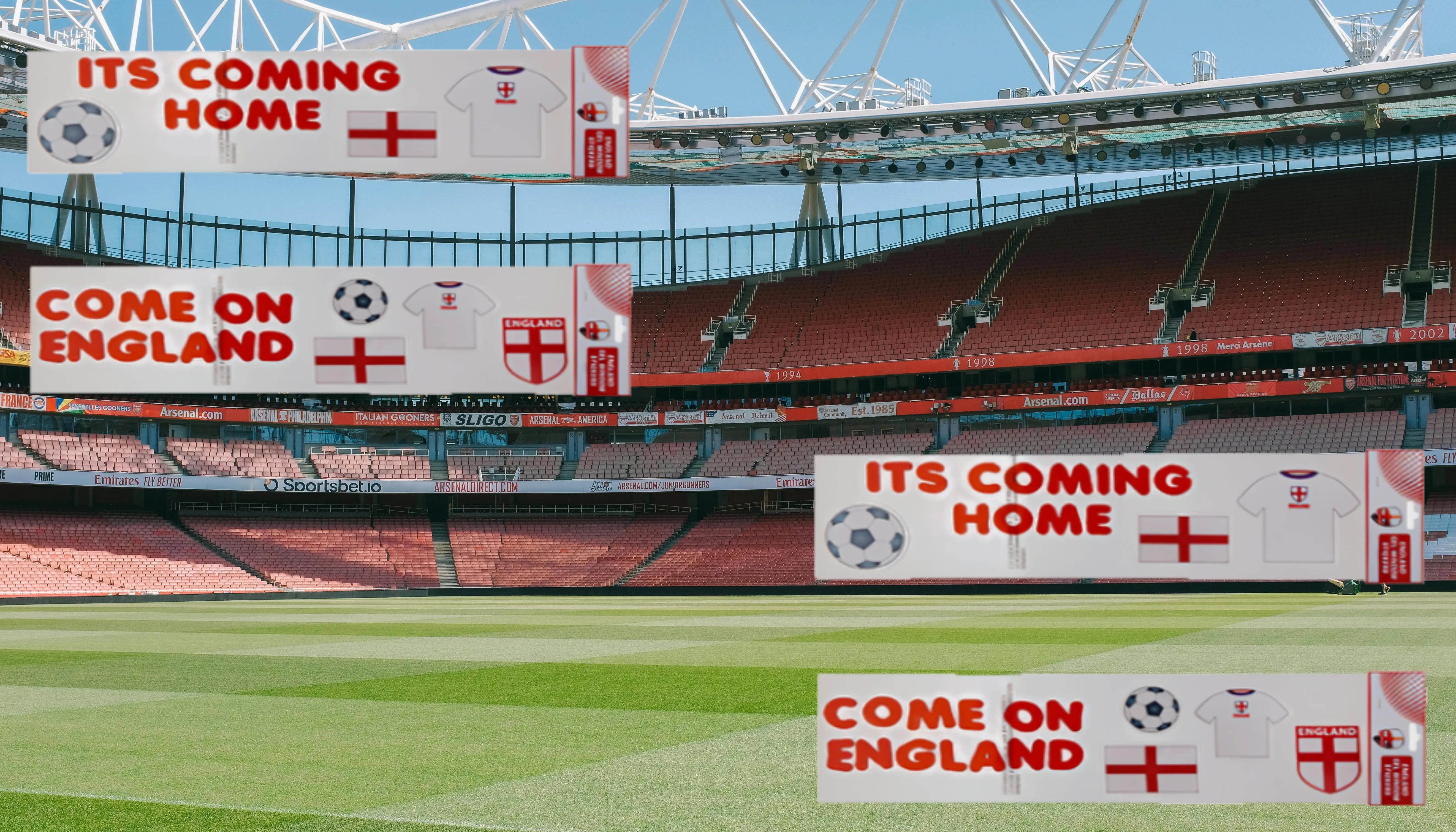 EUFA EURO 2024 "COME ON ENGLAND" - "ITS COMING HOME" Gel Window Stickers