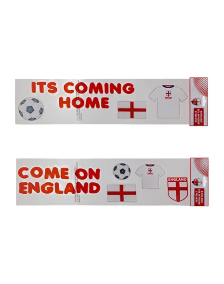 EUFA EURO 2024 "COME ON ENGLAND" - "ITS COMING HOME" Gel Window Stickers