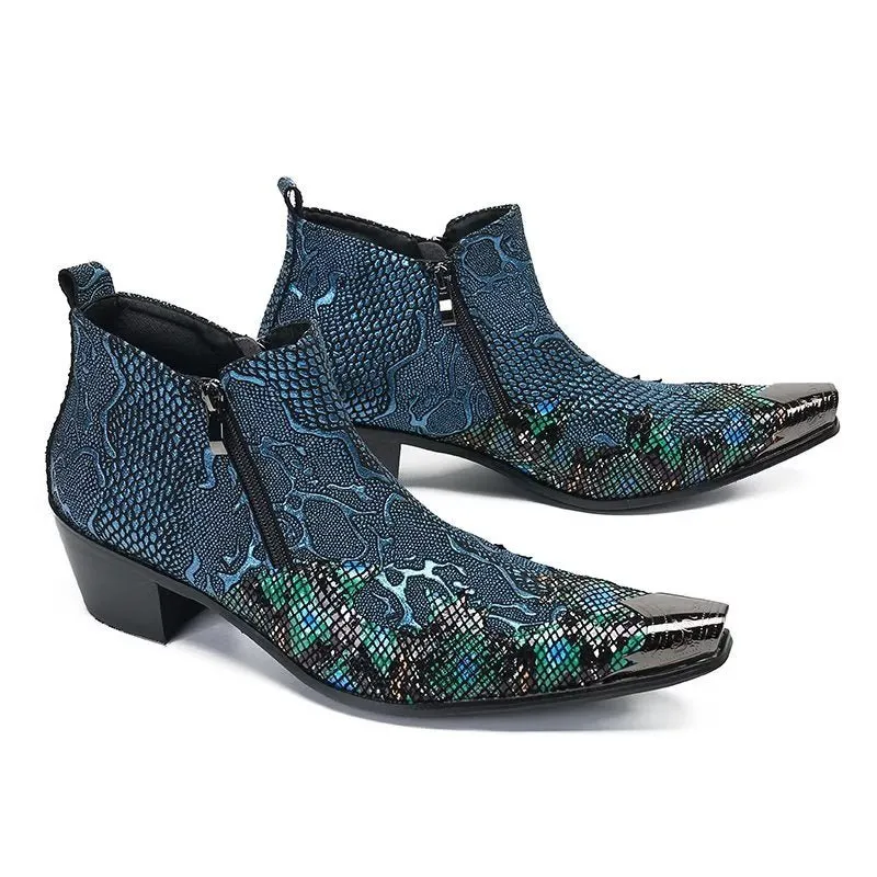 Exotic Charm Genuine Leather Flashy Dress Boots