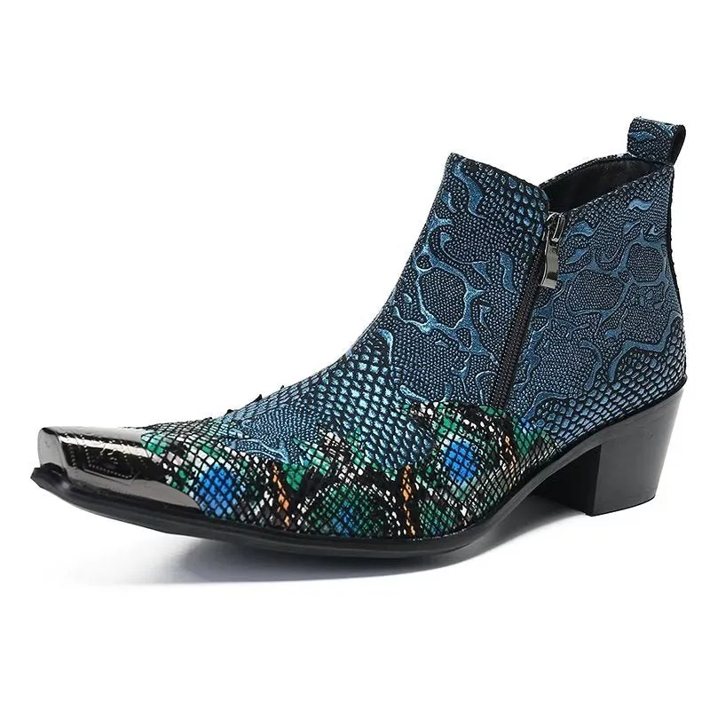 Exotic Charm Genuine Leather Flashy Dress Boots