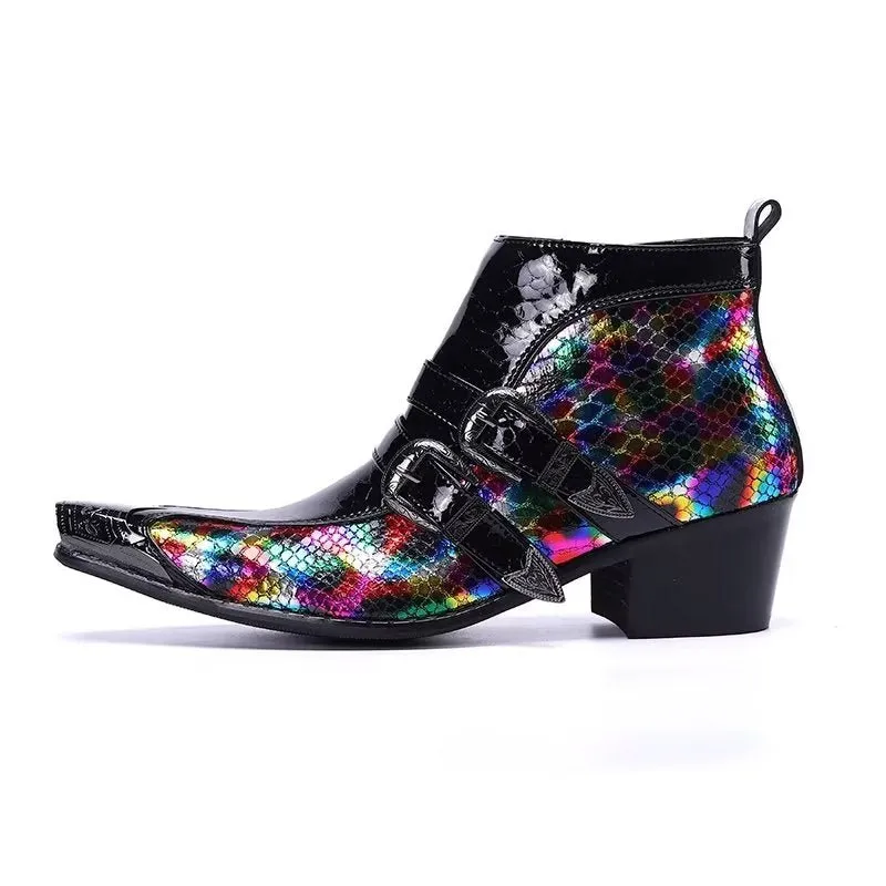 Exotic Elegance Leather Ankle Boots