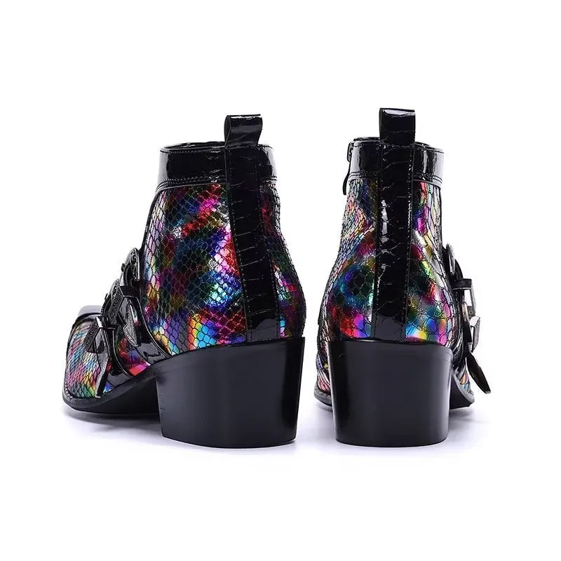 Exotic Elegance Leather Ankle Boots