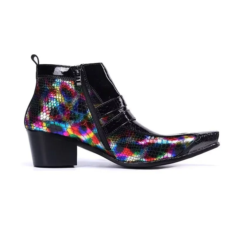 Exotic Elegance Leather Ankle Boots