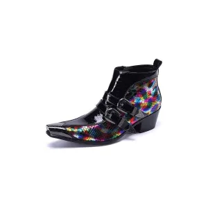 Exotic Elegance Leather Ankle Boots