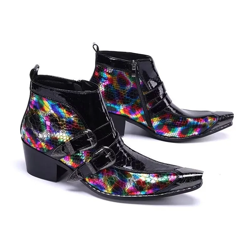 Exotic Elegance Leather Ankle Boots