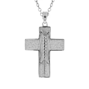 Extra Large Pigskin Football Cross Necklace | Sterling Silver