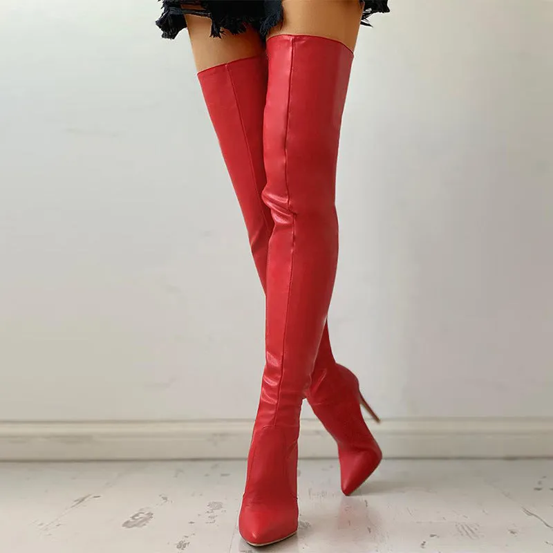 Fashion PU Stiletto Over Knee Boots