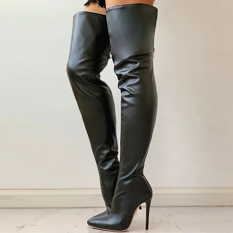 Fashion PU Stiletto Over Knee Boots