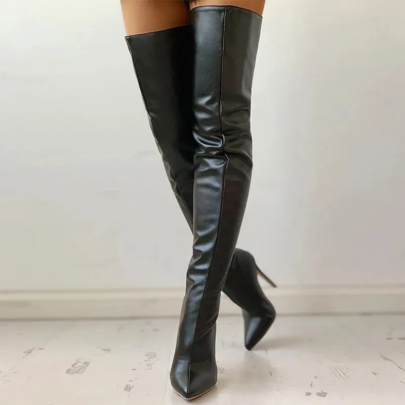 Fashion PU Stiletto Over Knee Boots