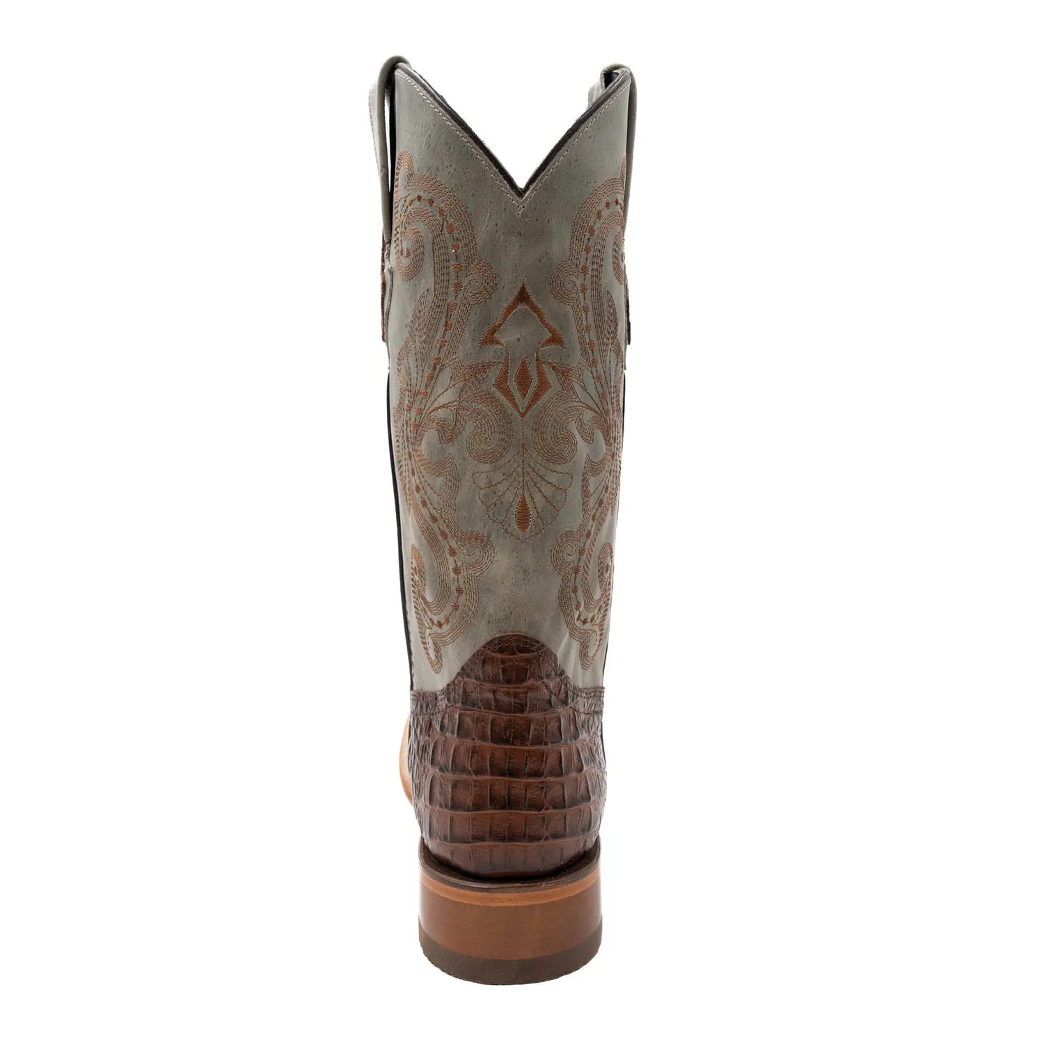 Ferrini Mens Rust Leather Caiman Print S-Toe Stampede Cowboy Boots