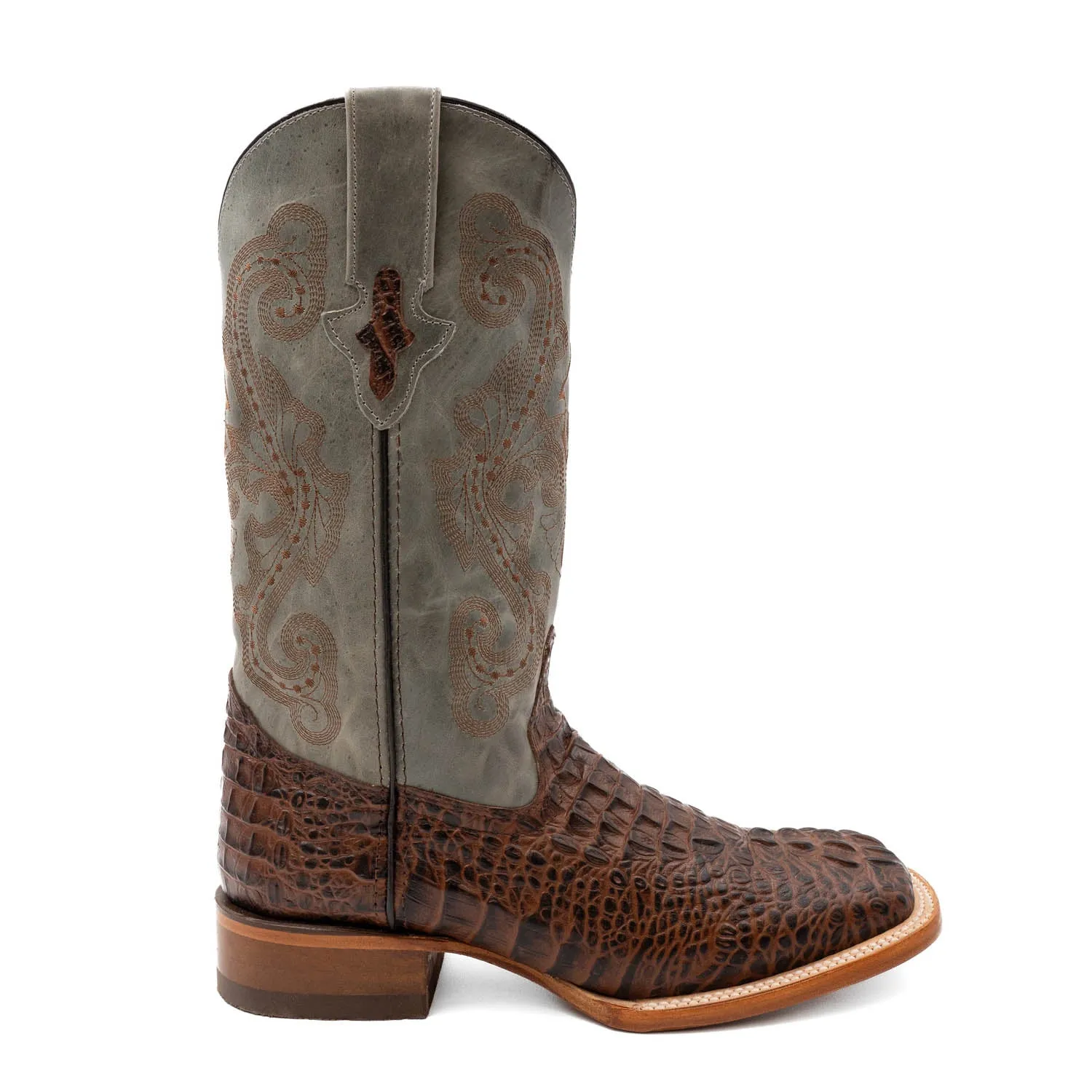 Ferrini Mens Rust Leather Caiman Print S-Toe Stampede Cowboy Boots