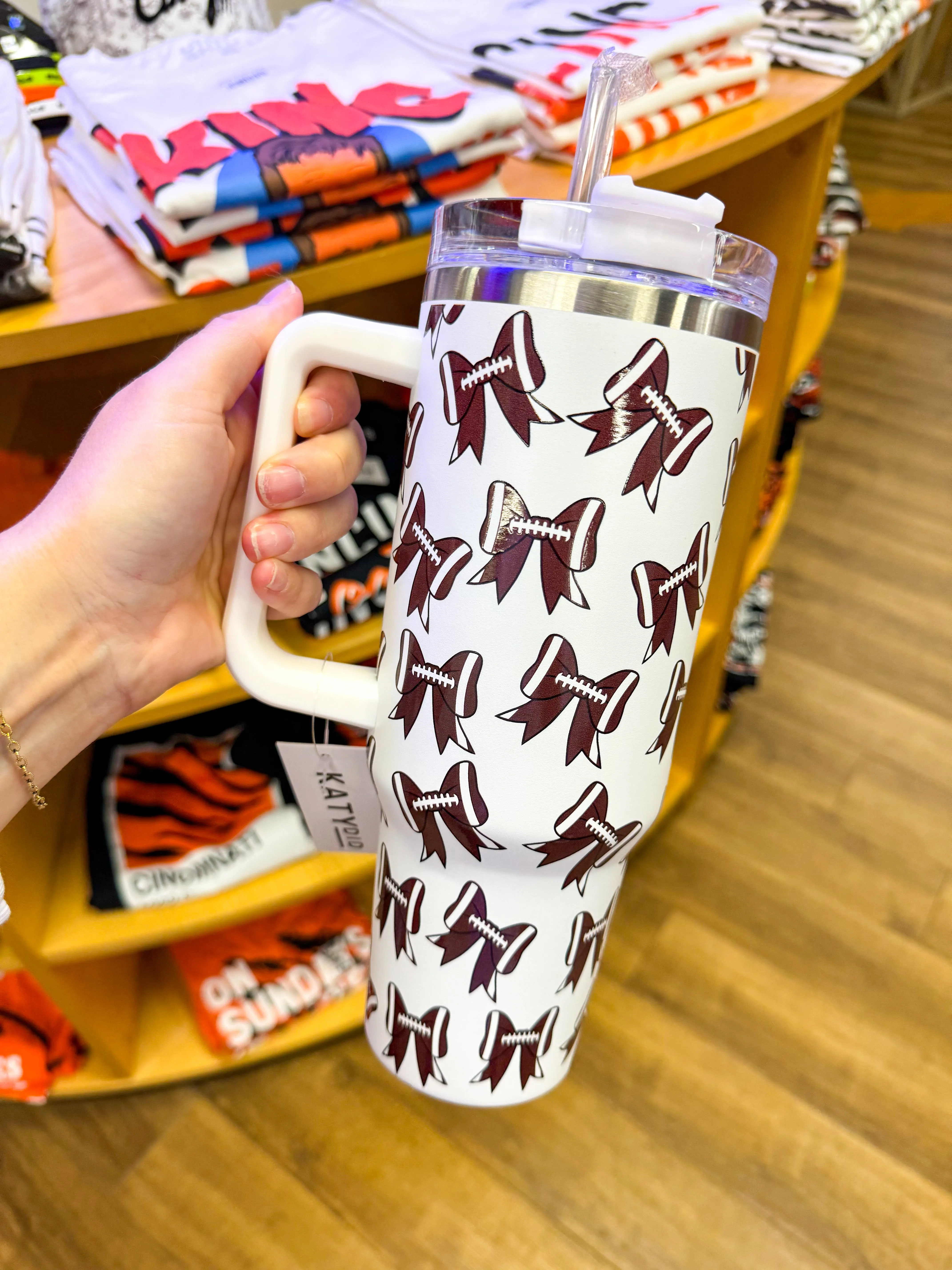 Football Bows 40oz Tumbler