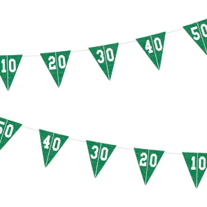 Football Party Decorations - Touchdown Football Field Reusable Felt Pennant Banner, 12' (Pack of 2)