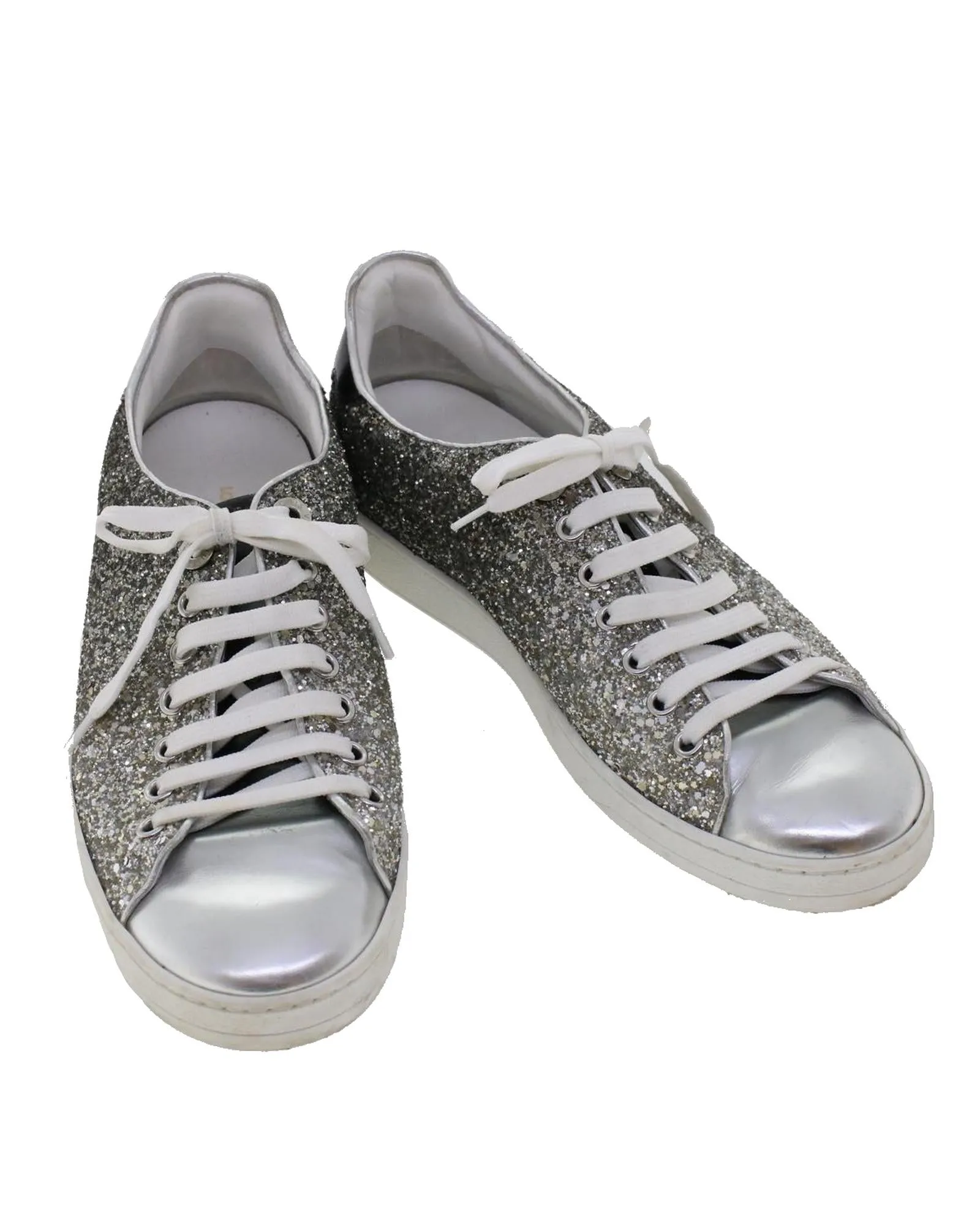 Glitter Leather Low Line Sneakers