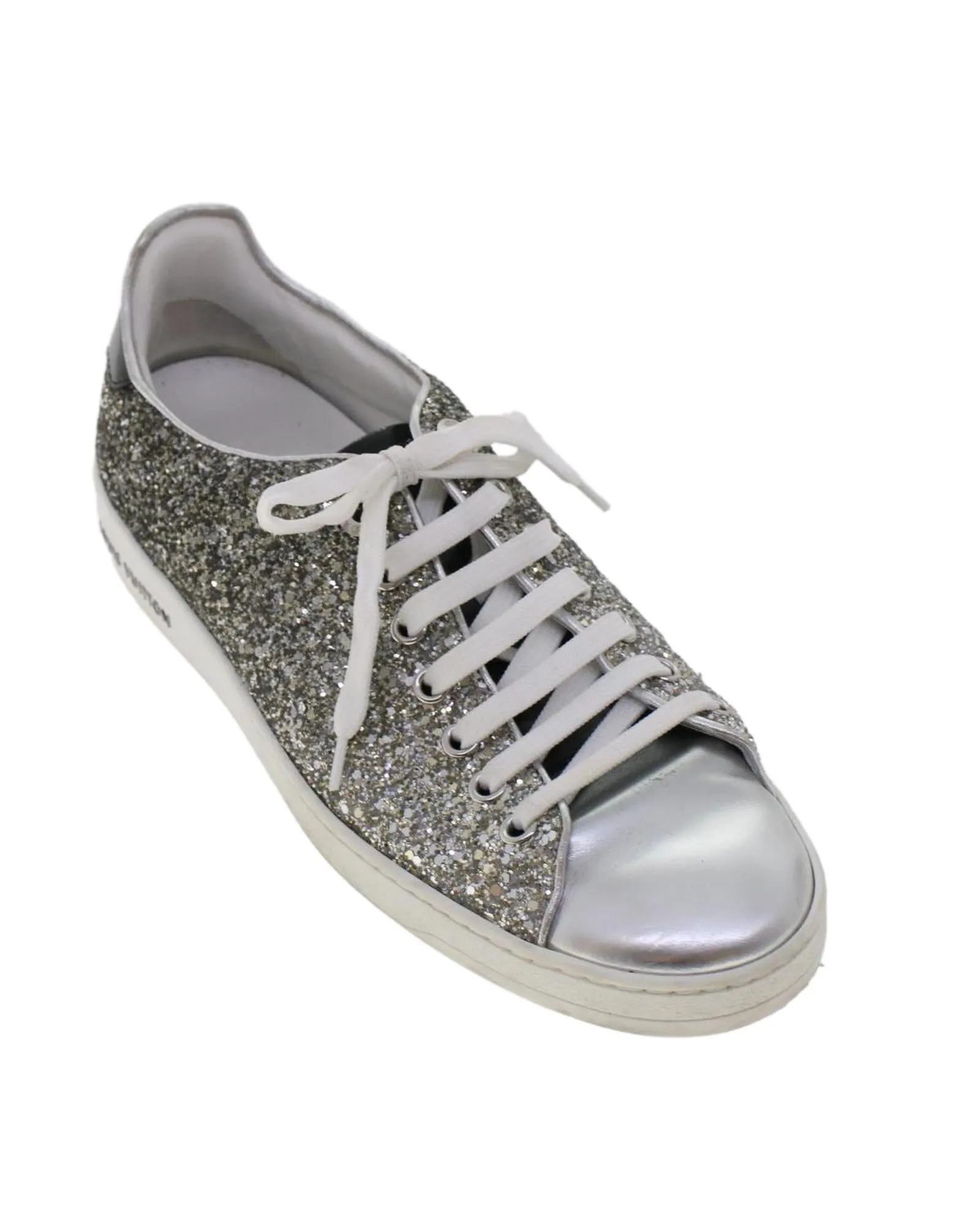 Glitter Leather Low Line Sneakers