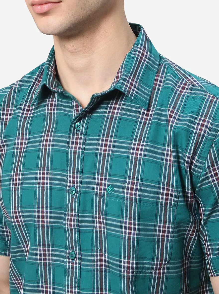 Green Checked Classic Fit Casual Shirt | Greenfibre