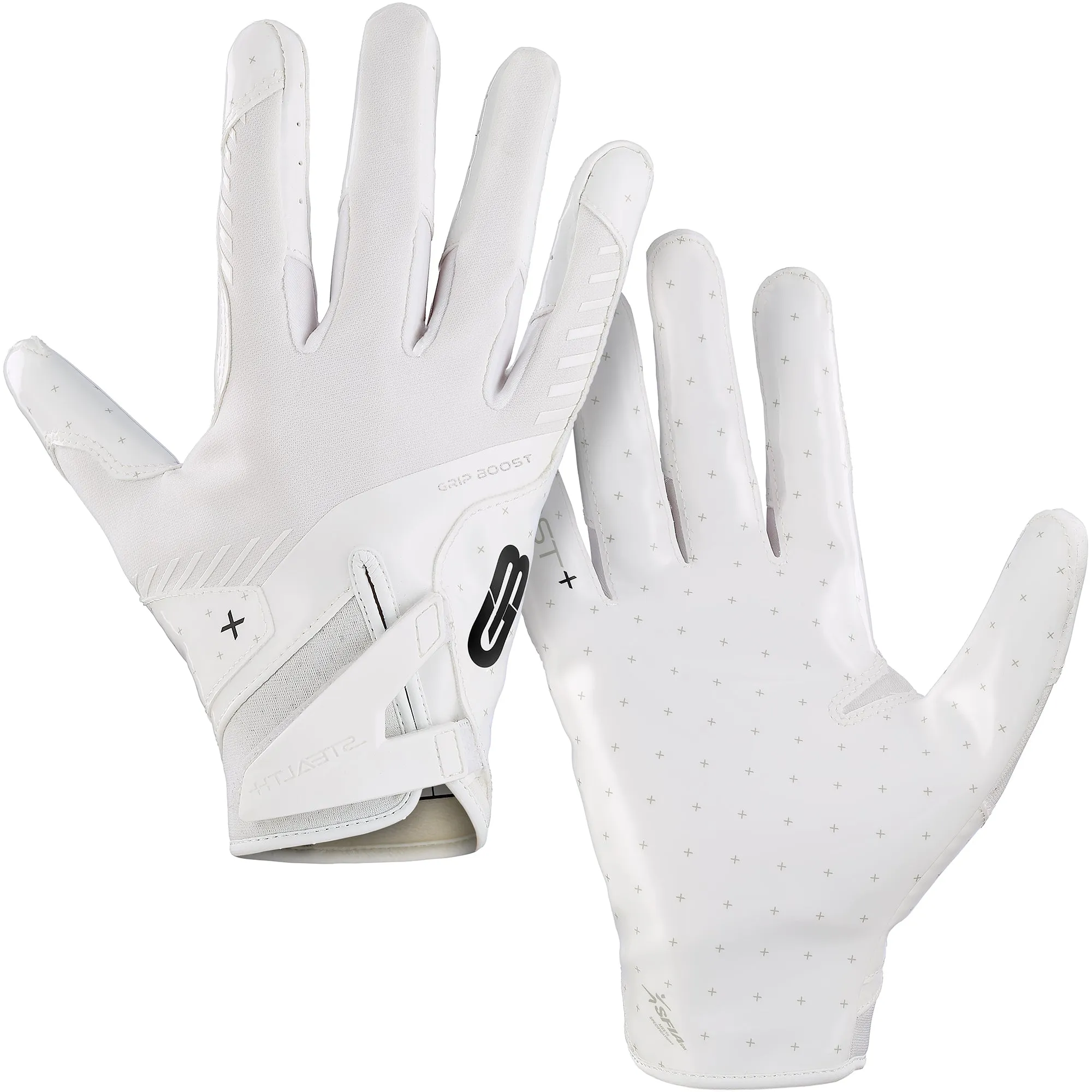 Grip Boost Solid White Stealth 6.0 Boost Plus Youth Football Gloves