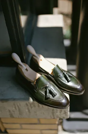 Handcrafted Tassel Loafers in Oliva Green