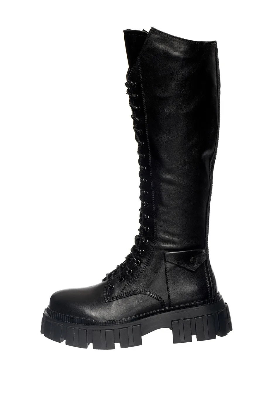 High-Rise Combat Boots - Black