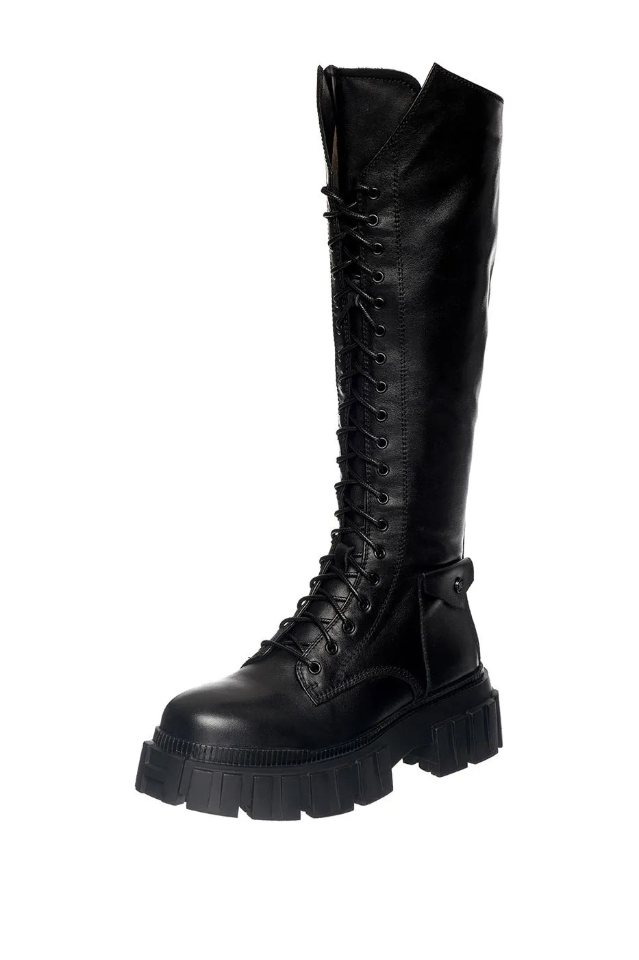 High-Rise Combat Boots - Black