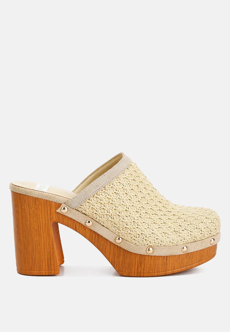 Jeydena Raffia Platform Clogs