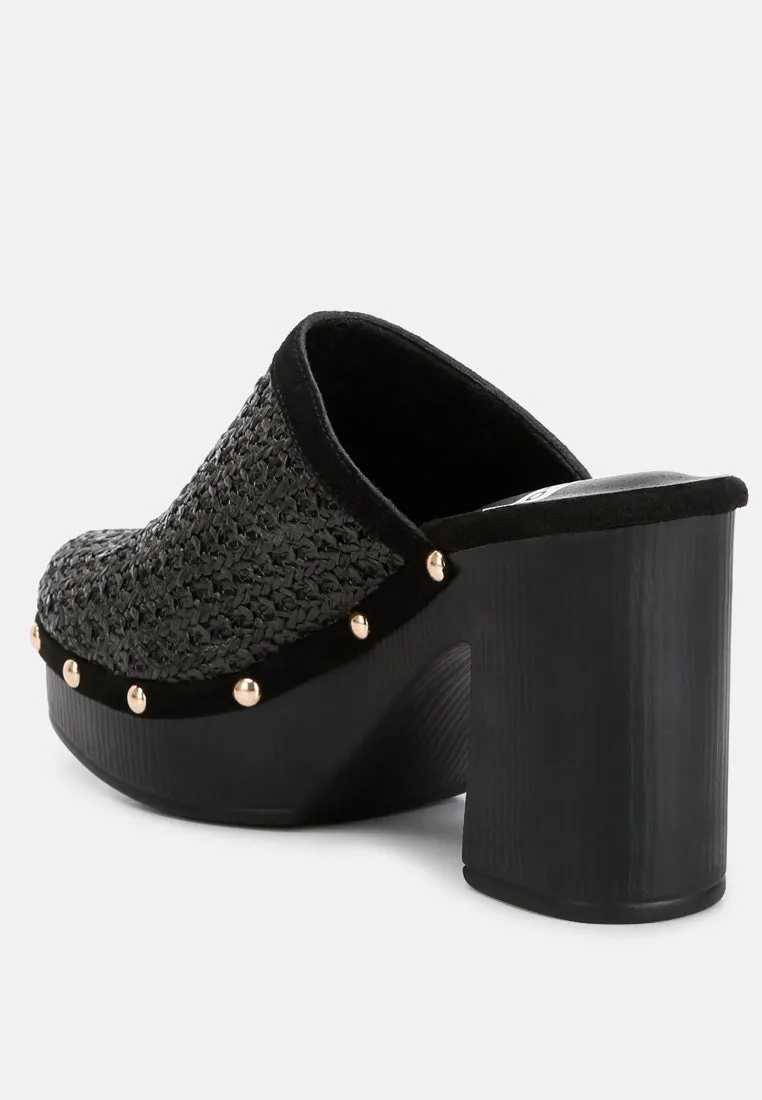 Jeydena Raffia Platform Clogs