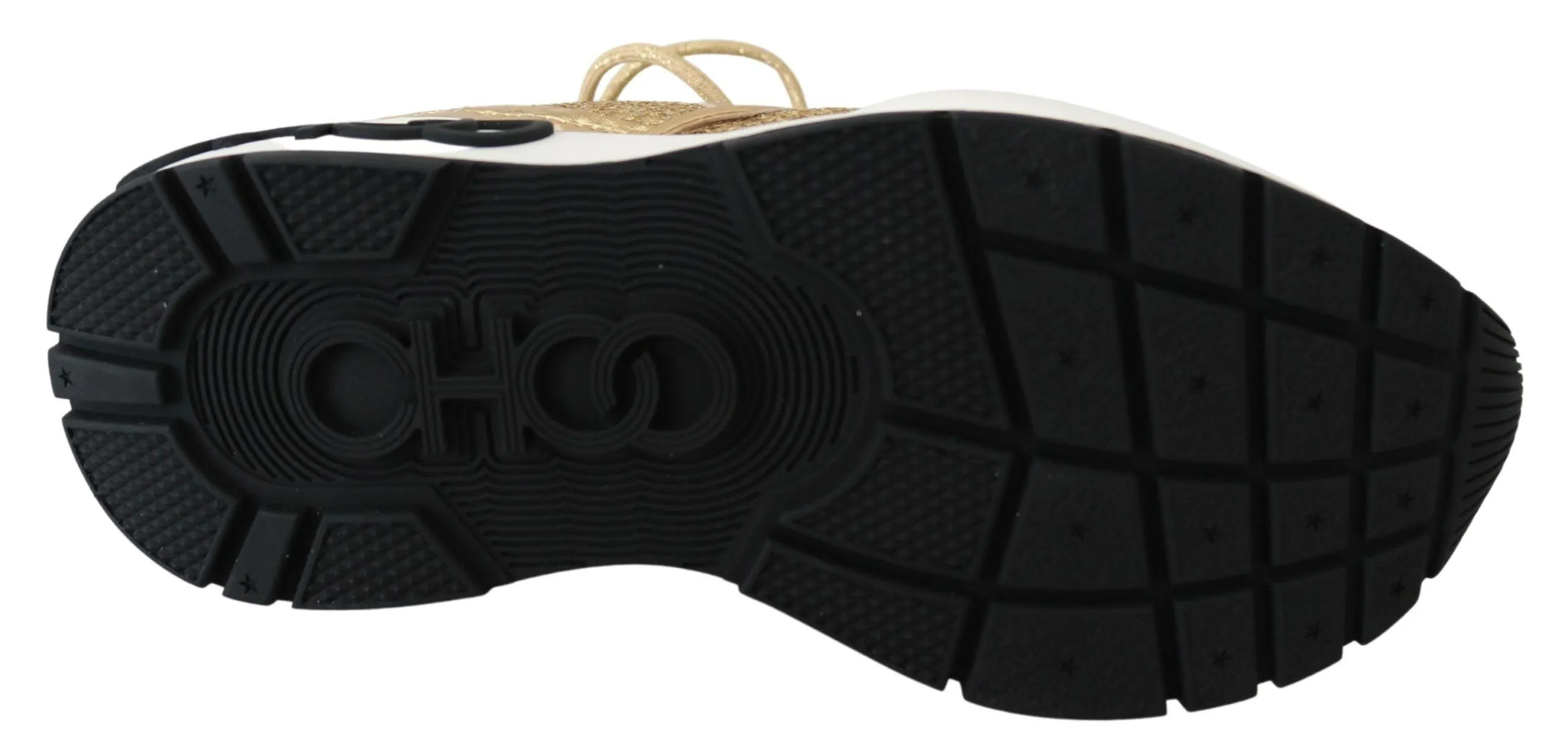 Jimmy Choo Gold Mesh Leather Michigan Sneakers