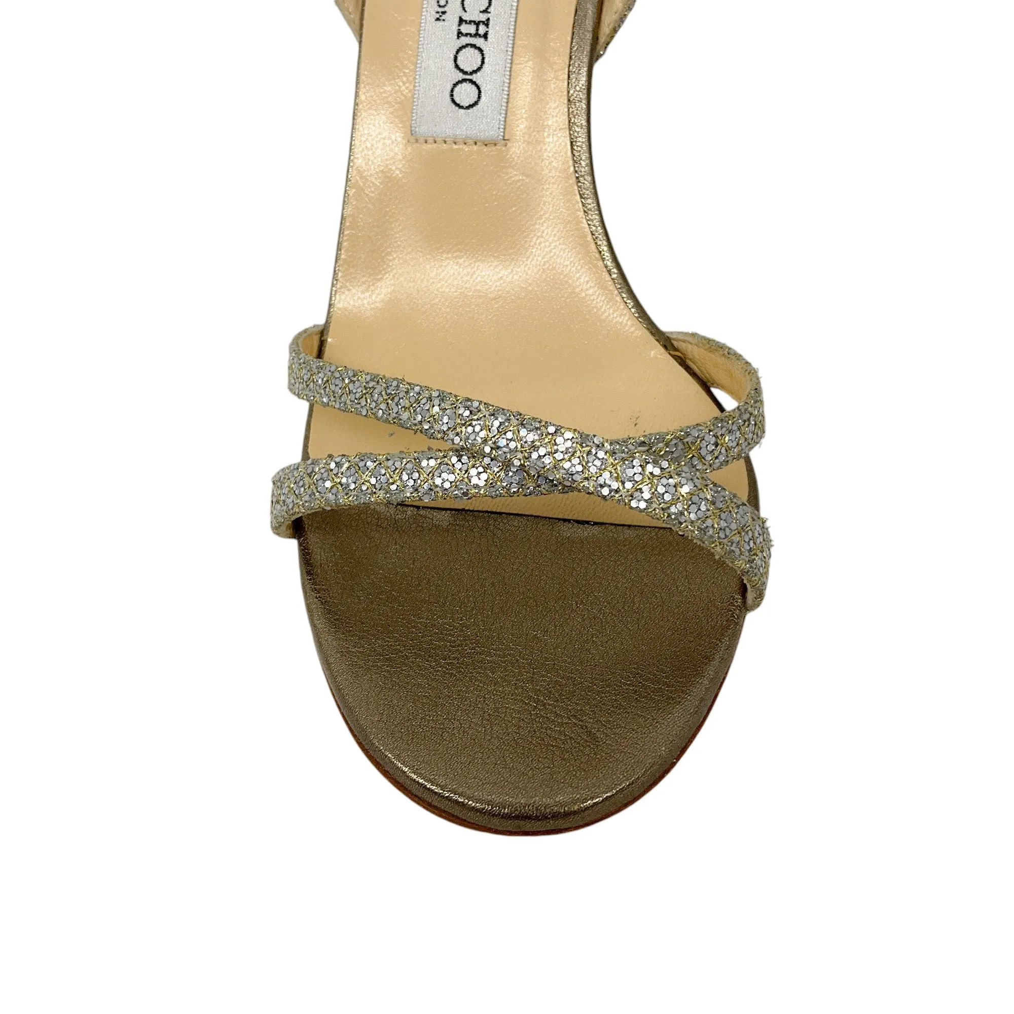 Jimmy Choo Gold / Silver Metallic Glitter Sandals