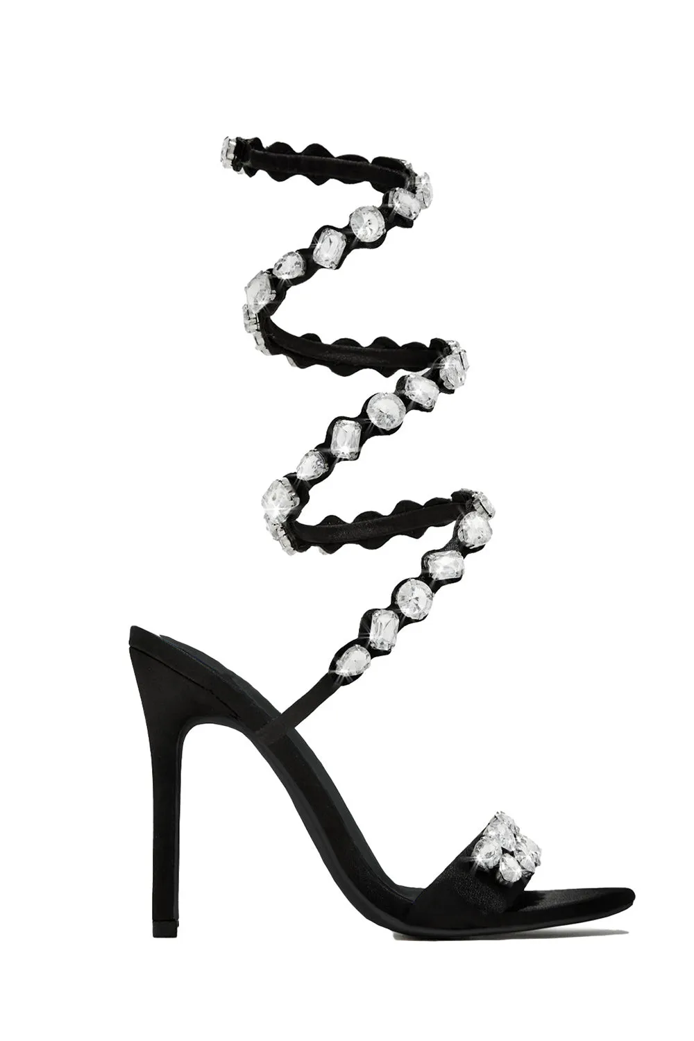 JOSKAA Woman Elegant high heel Black Rhinestone Sexy Stiletto High Heels