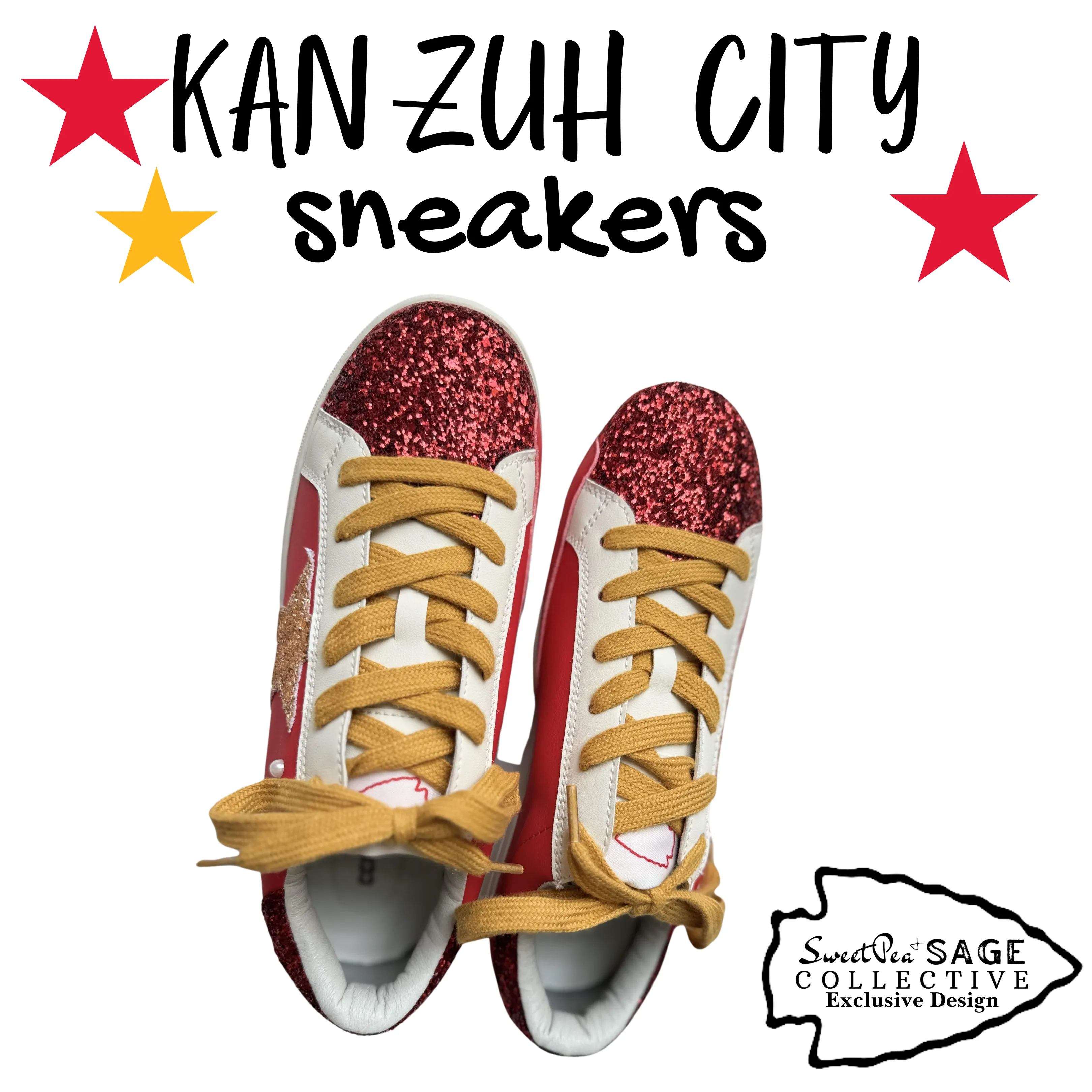 KAN ZUH CITY ‘Chiefs’ Custom Retro Game Day Sneaker Shoe