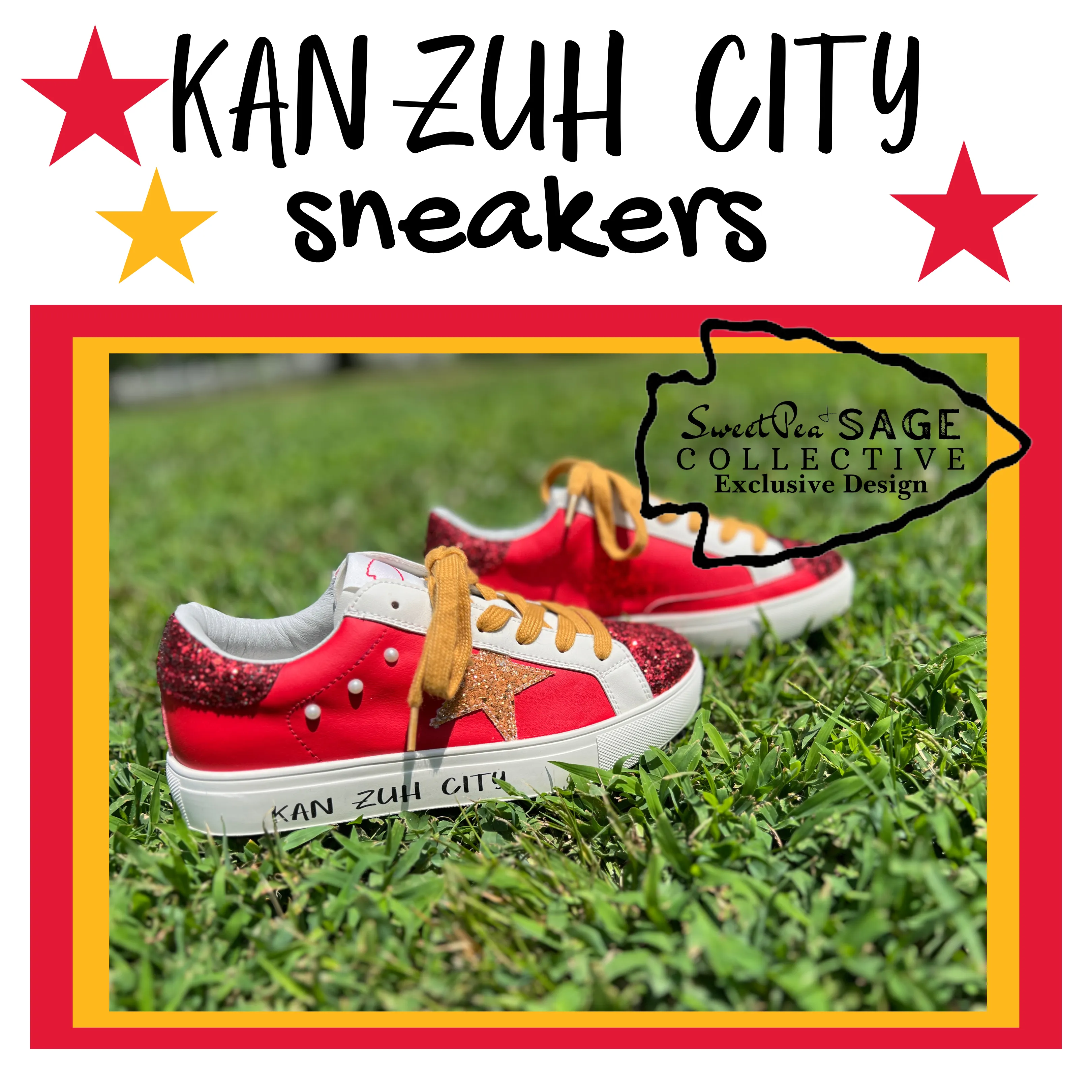 KAN ZUH CITY ‘Chiefs’ Custom Retro Game Day Sneaker Shoe