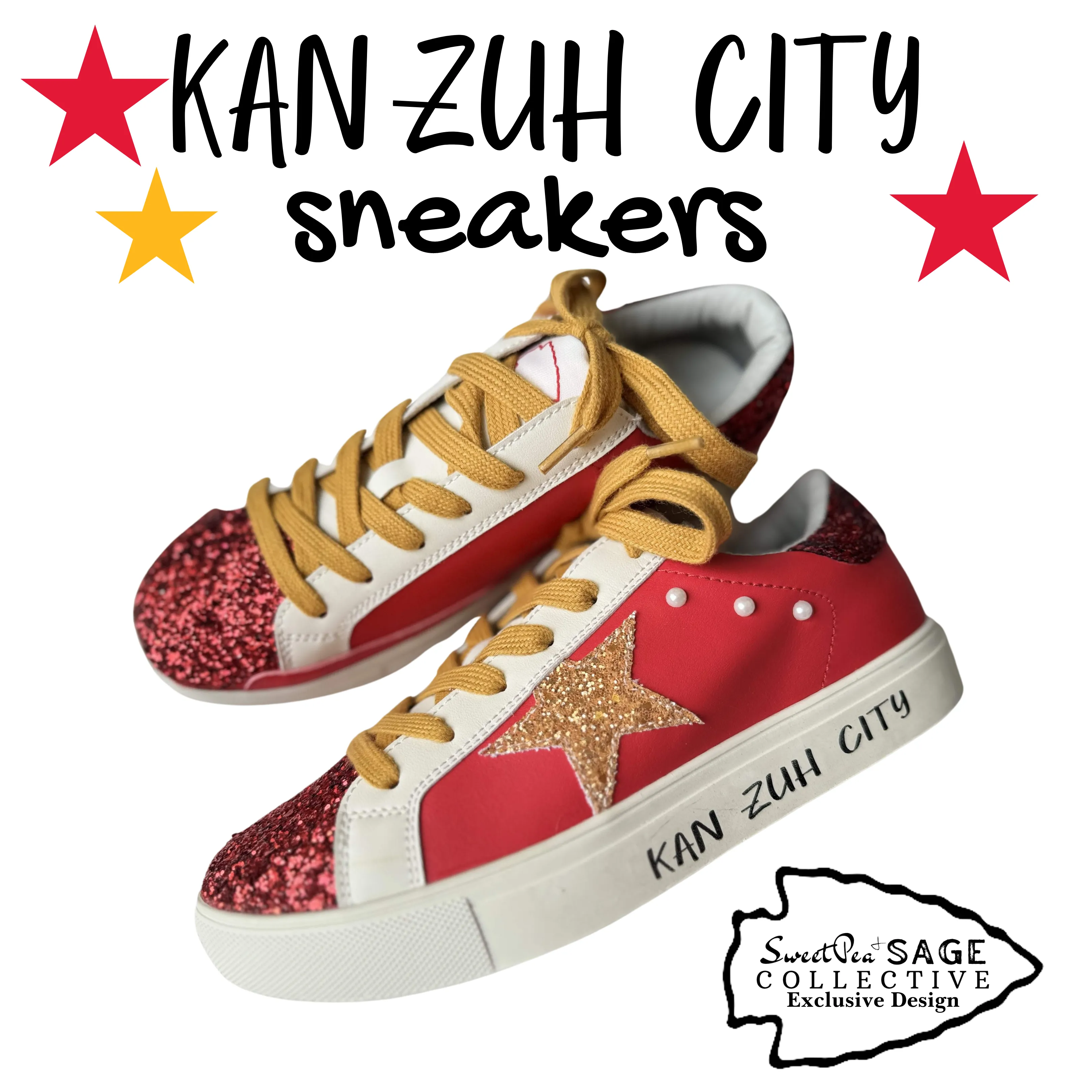 KAN ZUH CITY ‘Chiefs’ Custom Retro Game Day Sneaker Shoe